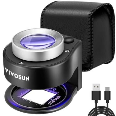 Imagem de VIVOSUN 30X Rechargeable Loupe Magnifier with White LED Light and UV Light, Portable Magnifying Glass with Optical Glass Lens & Scale for Jewelry, Textile, Gems, Stamps, Coins and Plants