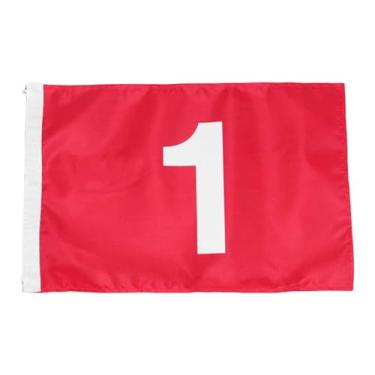 Imagem de Vaveren Bandeira de golfe padrão numerada, portátil, medindo 49 x 32 cm (19,3 x 12,6 polegadas), ideal para prática em gramados e quintais. Campo de, 1