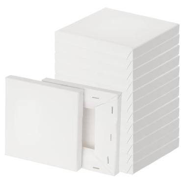 Imagem de PATIKIL Tela de pintura, pacote com 20 12 x 12 cm tábua de desenho em tela de algodão em branco conjunto de tinta a óleo acrílico suprimentos de arte para aquarela óleo acrílico guache têmpera