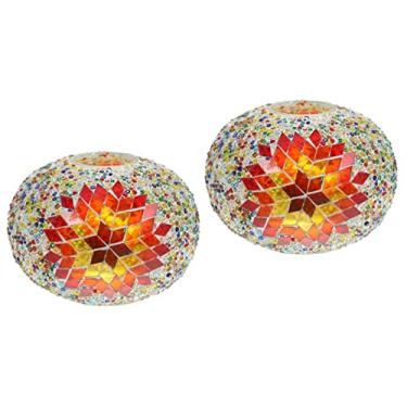 Imagem de Abajur de vidro manchado, 2 peças, abajur de mesa decorativo, abajur de vidro globo, abajur de chão em mosaico, capa de luminária noturna, abajur turco, capa de lâmpada de mosaico (Color : As Shown4