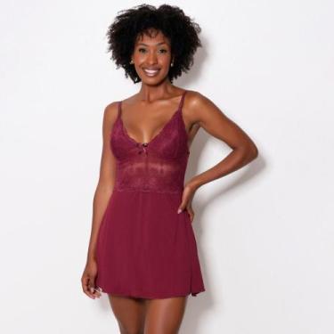Imagem de Camisola Sem Bojo Com Renda Cor:VinhoTamanho:M - MTX Lingerie, Vinho, 