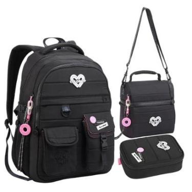 Imagem de Kit Mochila Lancheira Estojo Juvenil Feminina Candy-Feminino