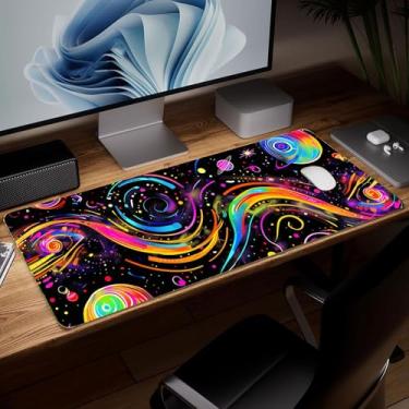 Imagem de Tapete de mesa minimalista de couro, mouse pad de arte colorida, teclado de computador grande, mousepad para jogos, protetor e capa à prova d'água, capa decorativa de couro PU, tapete de mouse para