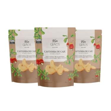 Imagem de Castanha de Caju Torrada e Salgada 1kg VIVA GRÃOS KIT COM 3