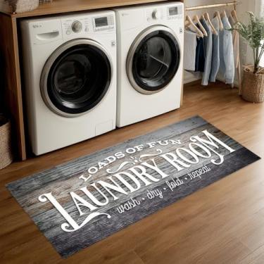 Imagem de ANNA QUEEN Tapete de lavanderia 50 x 129 cm – Tapete antiderrapante para cozinha rústica, entrada, cabana e decoração de casa