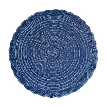 Imagem de Tapete de isolamento tapetes de mesa redondos antiderrapantes decoração de casa jogo americano tecido lavável jantar (30 cm-azul)