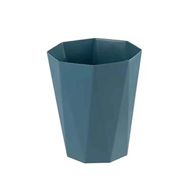 Imagem de KEG801302 Lixeira simples para uso doméstico, sala de estar, banheiro, cozinha, quarto, escritório, cesta sem papel, lixeira (azul, 10 l)