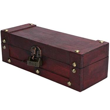 Imagem de Generic Caixa de Armazenamento de Jóias Vintage Durável Retro baú de Tesouro para Decoração de Casa Caixa de Estilo Antigo de 8,5 Polegadas para Jóias e Grampos de Cabelo (Casamento vermelho 6702-GK)