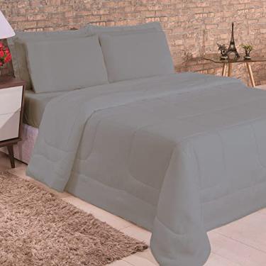 Imagem de Jogo de Cama Casal 5 Peças com Edredom e Porta Travesseiros Casa Dona (Cinza)