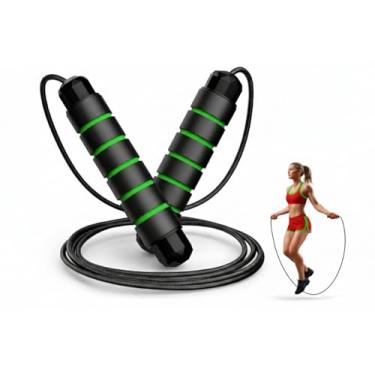 Imagem de Corda de Pular Crossfit Speed Rope Profissional Ajustável até 2,75 m -Ajustável com Rolamento Alta Velocidade e Precisão no Giro Uso Profissional e Competidores (Verde)