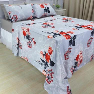 Imagem de Jogo de Lençol 4 Peças Micro Percal 400 Fios Toque de Pêssego Antialér