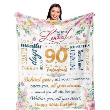 Imagem de Cobertor Ruvinzo, presente de 90º aniversário para mulheres, 150 x 125