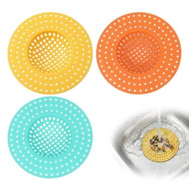 Imagem de Pacote com 3 filtros de ralo de pia, coletores de cabelo e alimentos ideais para banheiro e cozinha (cores aleatórias)
