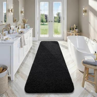 Imagem de AROGAN Tapete de banheiro longo de luxo, 61 x 213 cm de espessura, macio e absorvente, tapete de banho antiderrapante, tapetes de borracha de secagem rápida, tapetes de pelúcia laváveis para piso de