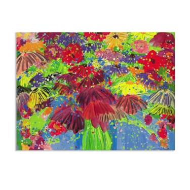Imagem de SDYJ6GSW Pintura em tela Walasse Ting I Love Chrysanthemums famosa reprodução de arte floral expressionismo abstrato impressão de arte decoração de parede para sala de jantar 55 x 40 cm (22 x 16