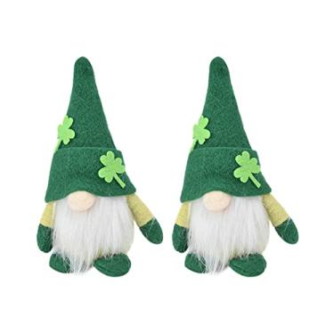 Imagem de Boneca de gnomos de pelúcia feita à mão, chapéu verde sem rosto, ornamento do dia de São Patrício, boneca anã para decorações de festa em casa, sofá, mesa de jantar, 2 peças (Macho)