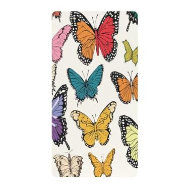 Imagem de Blueangle Lençol de berço padrão para berço infantil - Lençóis de algodão macio e respirável com borboletas coloridas (582)