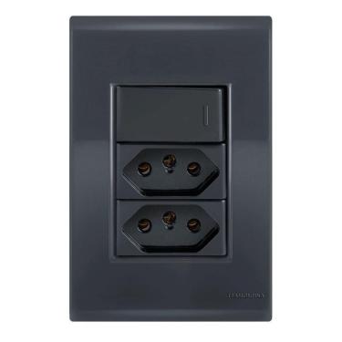 Imagem de Conjunto 1 + 2 Tomadas 20A - Tramontina Liz Grafite