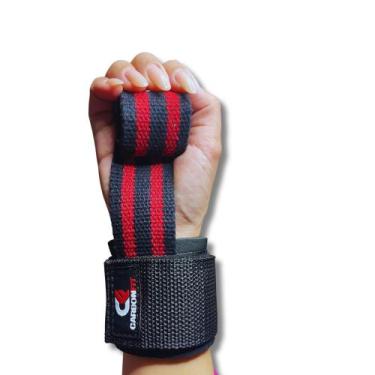 Imagem de Strap Musculação com Munhequeira Academia Algodão Carbonfit, Vermelhop