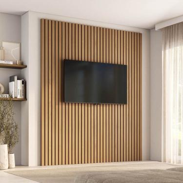 Imagem de Painel para Tv até 75 Polegadas 200x230cm Ripado Aruá Cabecasa Madeiraoriginals Jatoba