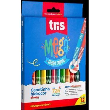 Imagem de Hidrocor Ponta Dupla Mega Hidro Color Bicolor 24 Cores Tris