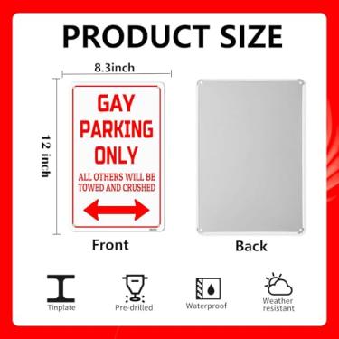 Imagem de Placa de metal engraçada para estacionamento gay apenas, 20 x 30 cm, decoração de parede vintage, para garagem, bar, casa, interior, exterior, placa de humor, presente