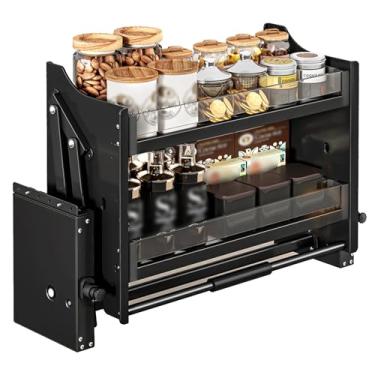 Imagem de Organizador de cozinha Prateleira de liga de 2 camadas, prateleira de parede de cozinha resistente para comprimento de armário ≥ 14,2 pol. - 89 cm, 4 configurações de peso de rolamento (cor: preto,