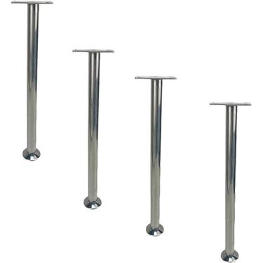 Imagem de Conjunto de 4 pernas de mesa de móveis resistentes, pernas de armário de aço inoxidável ajustáveis, pernas de móveis de metal, pernas de suporte com placa de parafuso para sofá, armário de TV