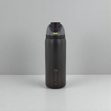 Imagem de Garrafa Térmica Inox 900ml Tucca Cajú Fosca Com Tampa e Canudo Mantém 12h Gelada Quente Para Academia Trabalho Carro Resistente Vedação Total (Preto Tampa Amarelo)