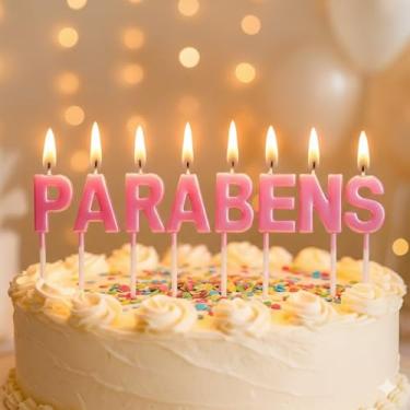 Imagem de Vela De Aniversário Design Parabéns Com 2,8Cm Silver Festas (Rosa)