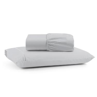 Imagem de Jogo de Lençol Luiza Solteiro 2 Pçs Percal 100% Algodão 180 Fios Ponto Palito - Cinza