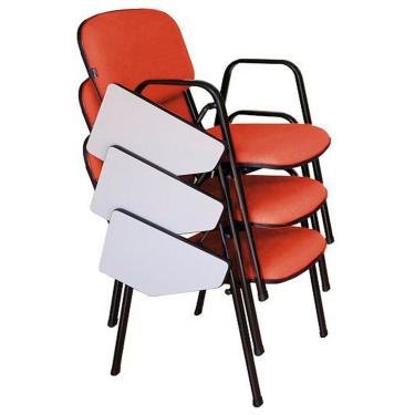 Imagem de 03 Cadeiras Escolar Universitária Linha Hotel Auditório Vermelho