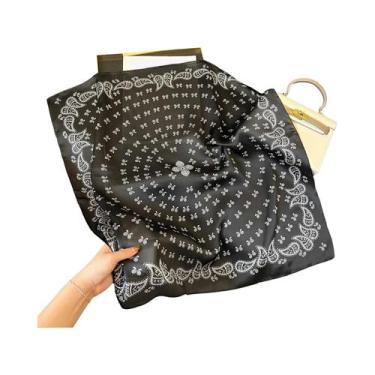 Imagem de Lenço Quadrado De Seda Luxuosa Para Mulheres, Estampado, Para Enrolar 