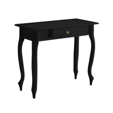 Imagem de Aparador De Sala Rústico Madeira 1 Gavetas Pés Luiz Xv - Preto Laca