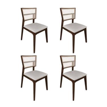 Imagem de Kit 4 Cadeiras De Jantar Tela Premium Madeira Maciça Manuela Bege Veludo