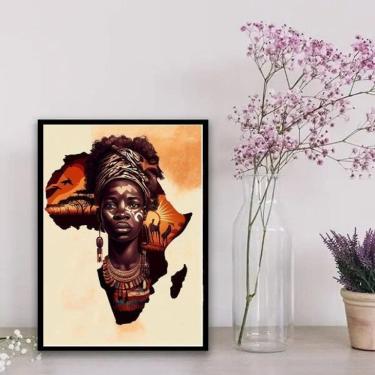 Imagem de Quadro Decorativo Arte Povo Africano 45x34cm - Madeira Preta