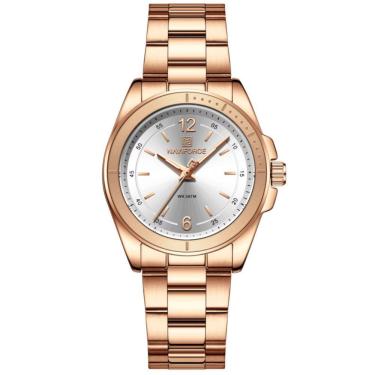 Imagem de Relógio De Pulso Feminino Em Aço Inoxidavel Confortável Design Elegante à Prova D´agua Branco