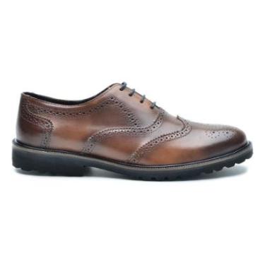 Imagem de Sapato Masculino Oxford Brogue Couro Solado Tratorado Leve-Masculino