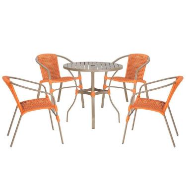 Imagem de 04 Cadeiras Floripa E Mesa Roma 100cm Fendi Trama Terra Cota