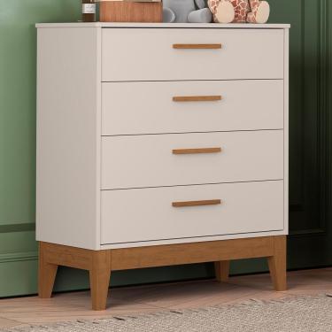 Imagem de Cômoda Infantil Flip 4 Gavetas Areia Fosco - Reller Móveis Areia Fosco