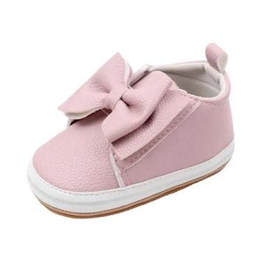 Imagem de Sapatos Pré-caminhada Para Bebês Meninas, Sapatos Macios De PU Com Laç