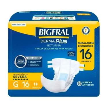 Imagem de Fralda Descartável Bigfral Derma Plus Noturna G Embalagem Econômica 16