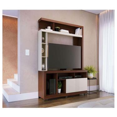 Imagem de Estante Home Theater Ambiente Elba Nogueira Real Off White Matte - Colibri