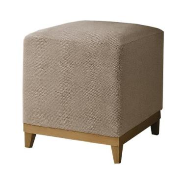 Imagem de Puff Quadrado Decoração Luxo Sala Quarto Resistente Base de Madeira Ma