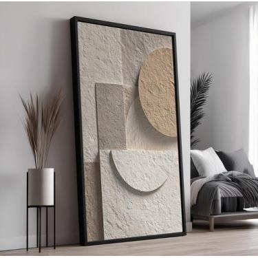 Imagem de Quadro Decorativo com Moldura Caixa Pedras Design para parede Sala, Qu