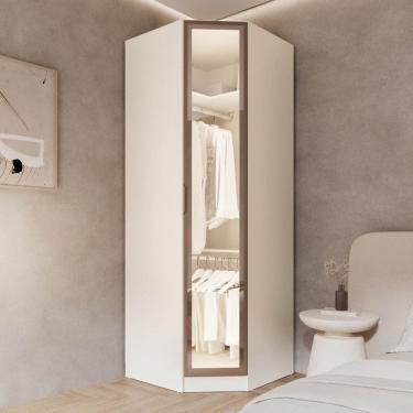Imagem de Guarda Roupa Modulado 100% Mdf de Canto Oblíquo Reflecta Orion Cabecasa Madeiraoriginals Aveia/Reflecta