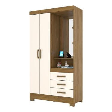 Imagem de Guarda Roupa Solteiro Pequin Nature Off White com Espelho – Briz Móveis