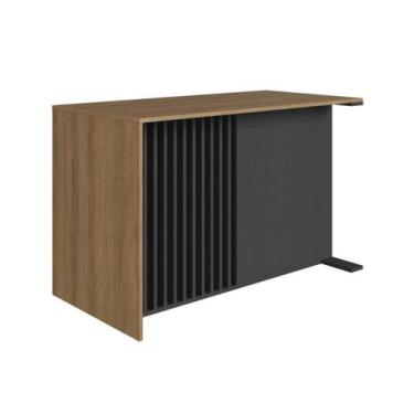 Imagem de Mesa Escrivaninha Office 120cm Ripada Mel Grafite Faema