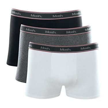 Imagem de Mash - Cueca Boxer 110.34, Masculino, Preto/Cinza Mescla Escuro/Branco, GG