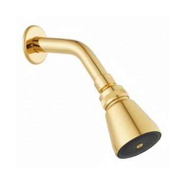 Imagem de Ducha Chuveiro Água Fria Alta Vazão Dourado Inox Redondo Articulável D